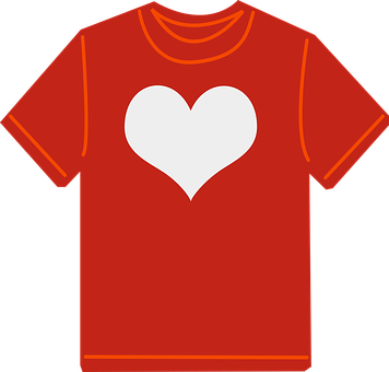 Red T Shirt With White Heart Graphic PNG