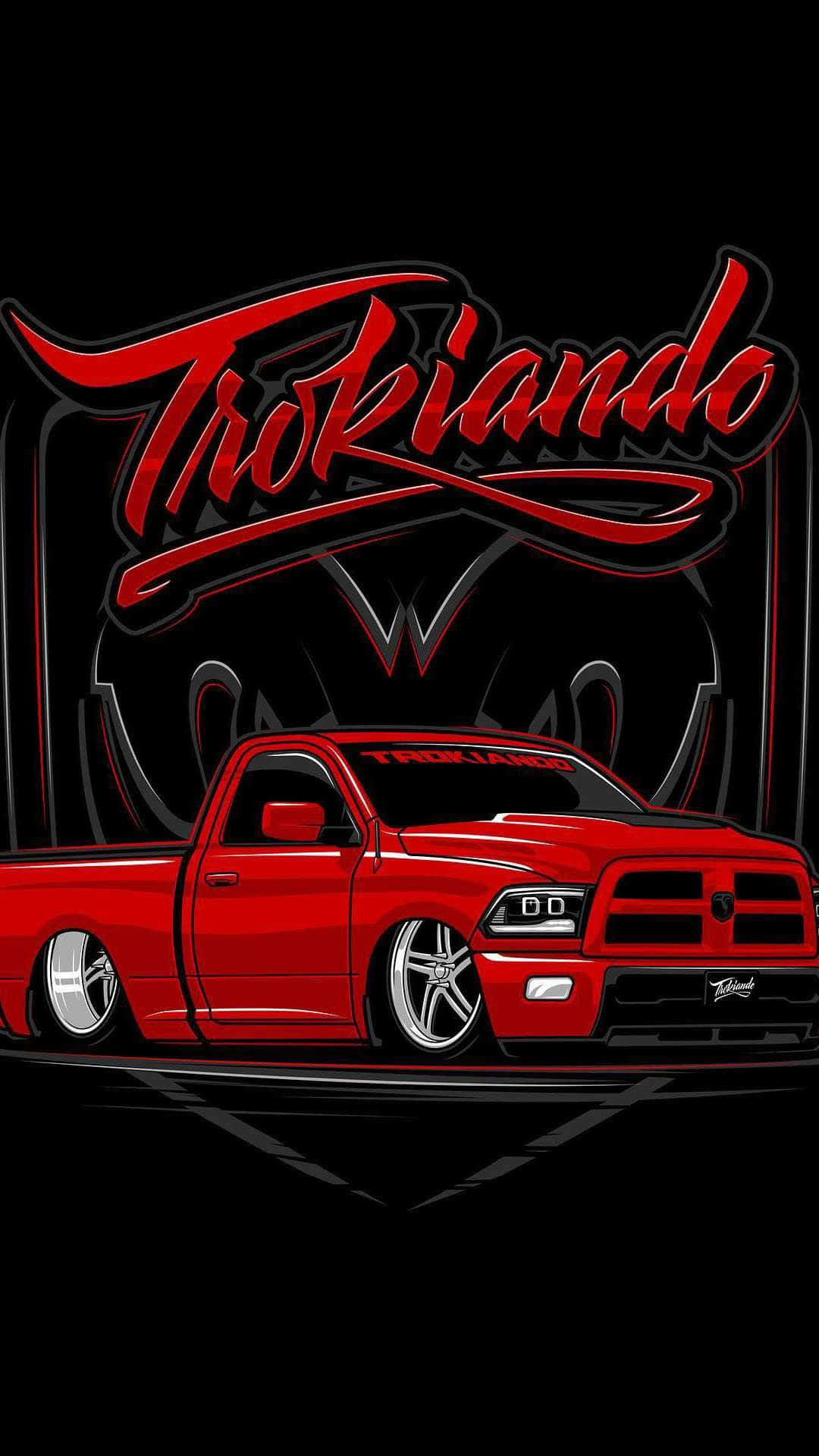 Red Takuache Truck Trokiando Artwork Wallpaper