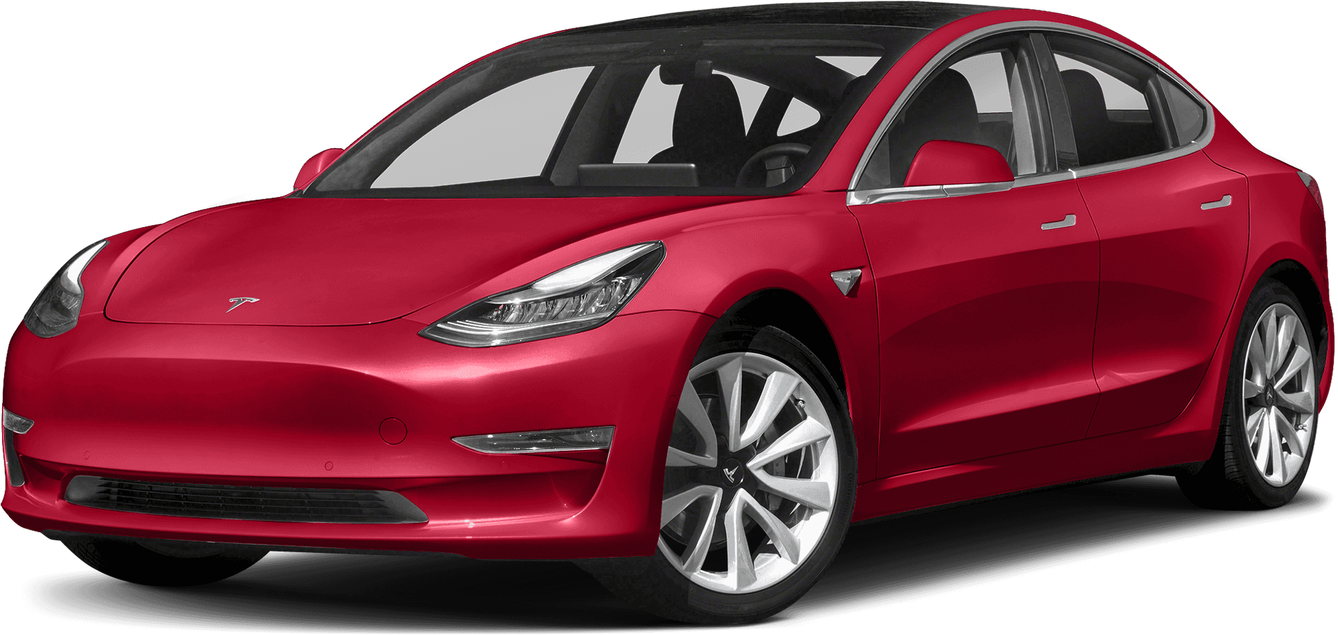 Red Tesla Model3 Side View PNG