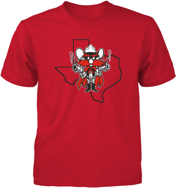 Red Texas Outline Cowboy T Shirt Design PNG