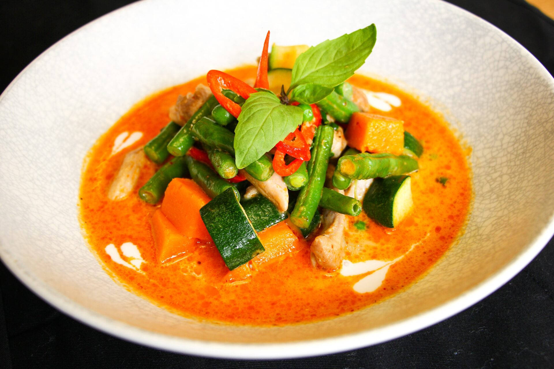 Red Thai Curry With Artistic Plating Wallpaper