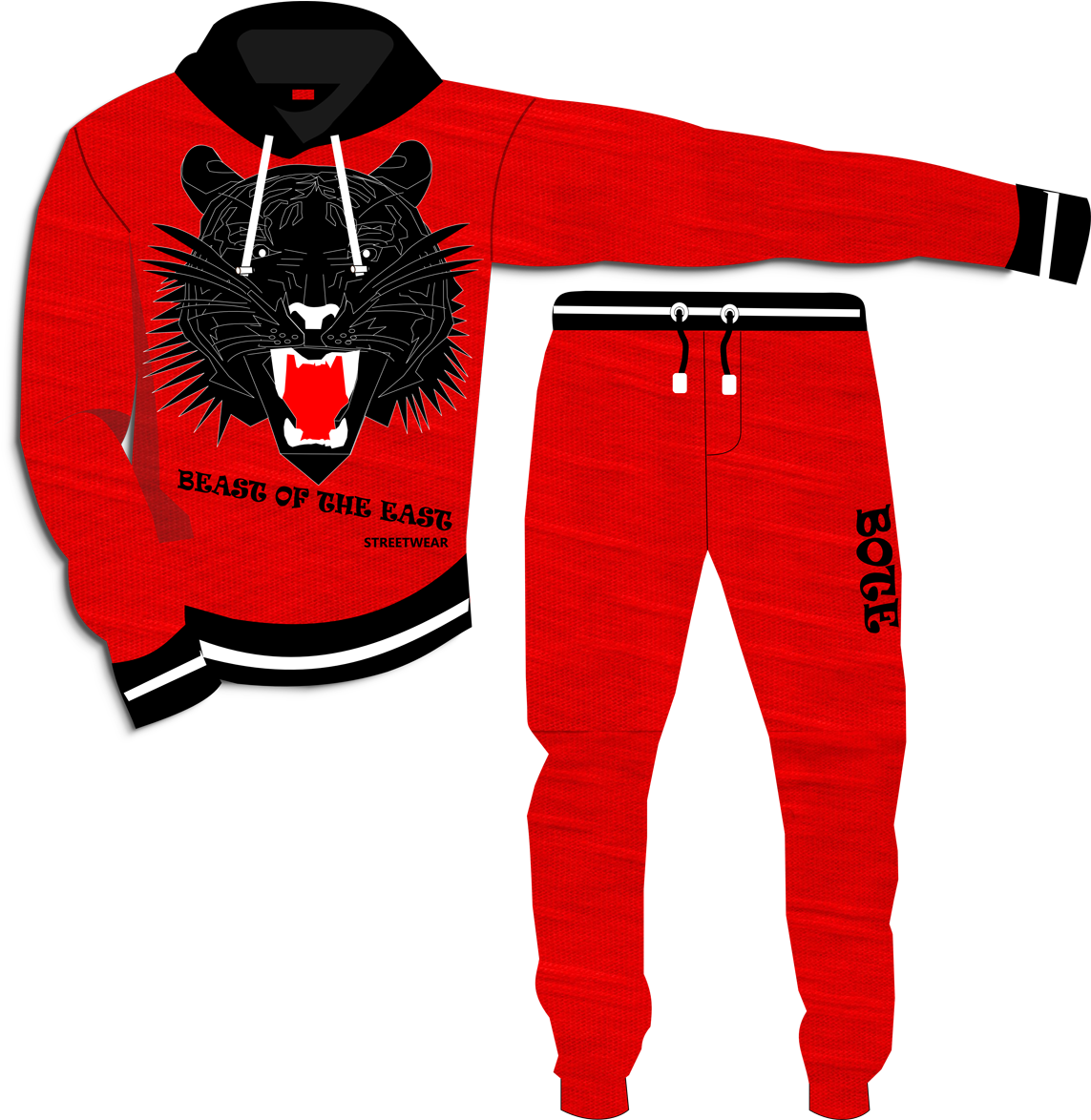 Red Tiger Graphic Sweatsuit Set PNG