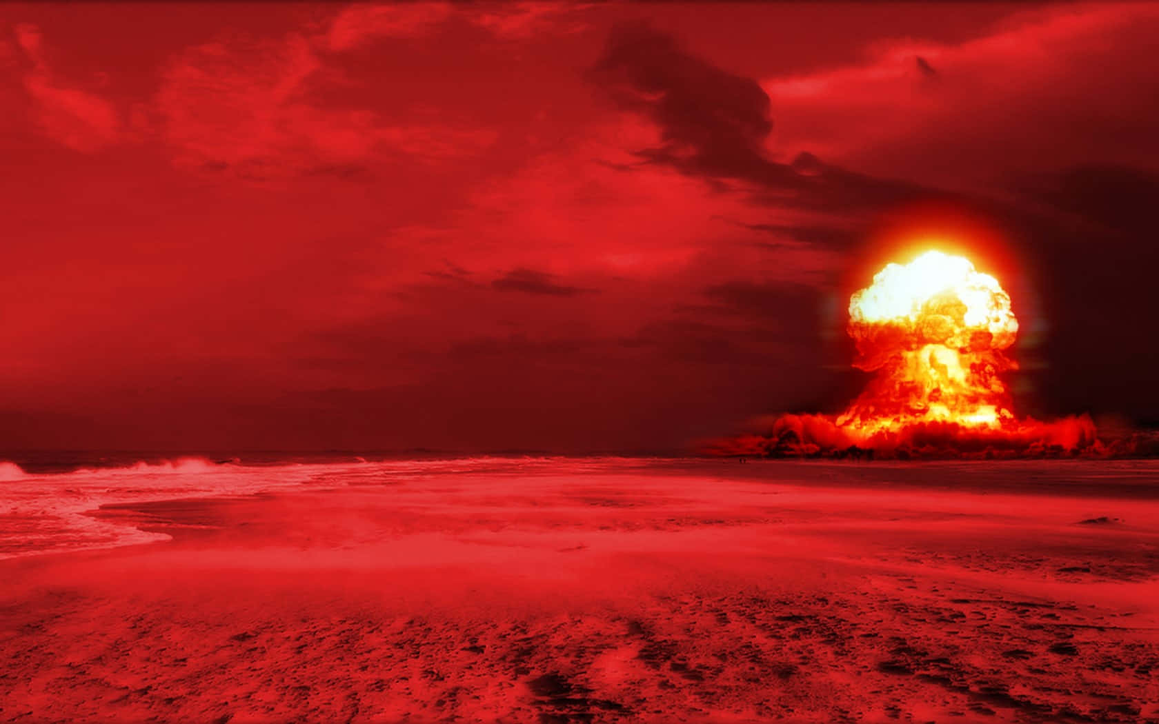 Red Tinted Nuclear Explosion Wallpaper