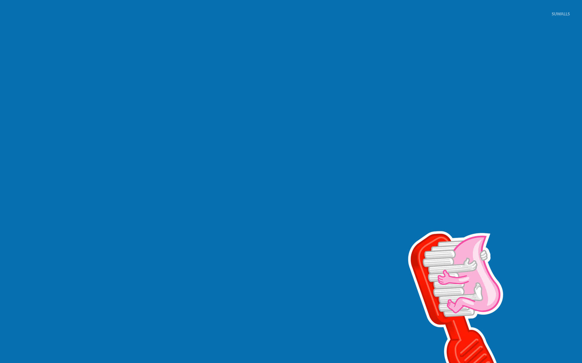 Red Toothbrush Blue Background Wallpaper