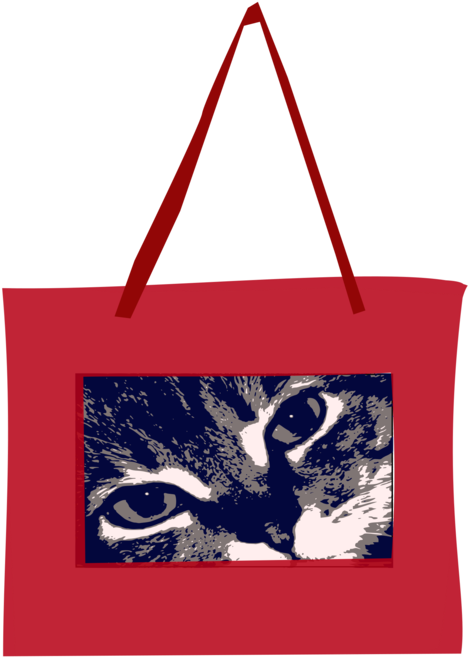 Red Tote Bagwith Cat Design PNG