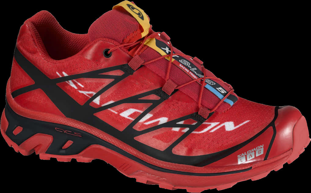 Red Trail Running Shoe Side View PNG