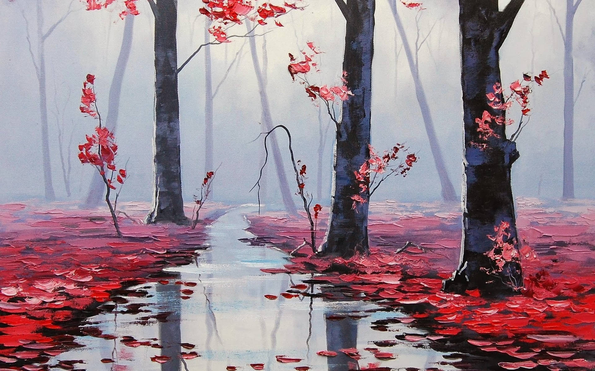 Rotebäume Gemälde Für Den Desktop Wallpaper