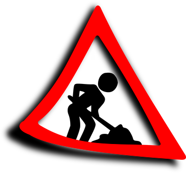 Red Triangle Construction Sign PNG