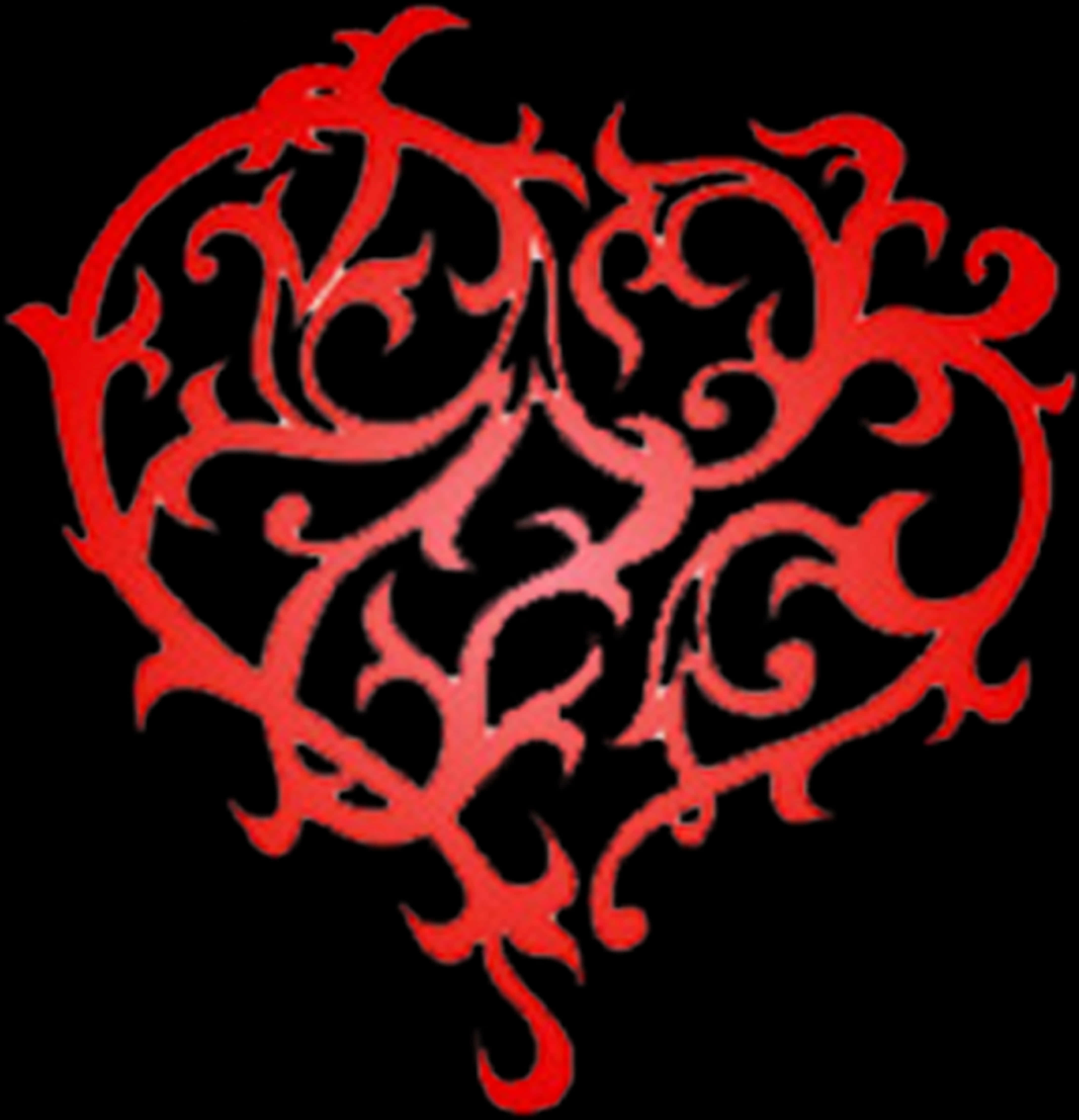 Red Tribal Heart Tattoo Design PNG