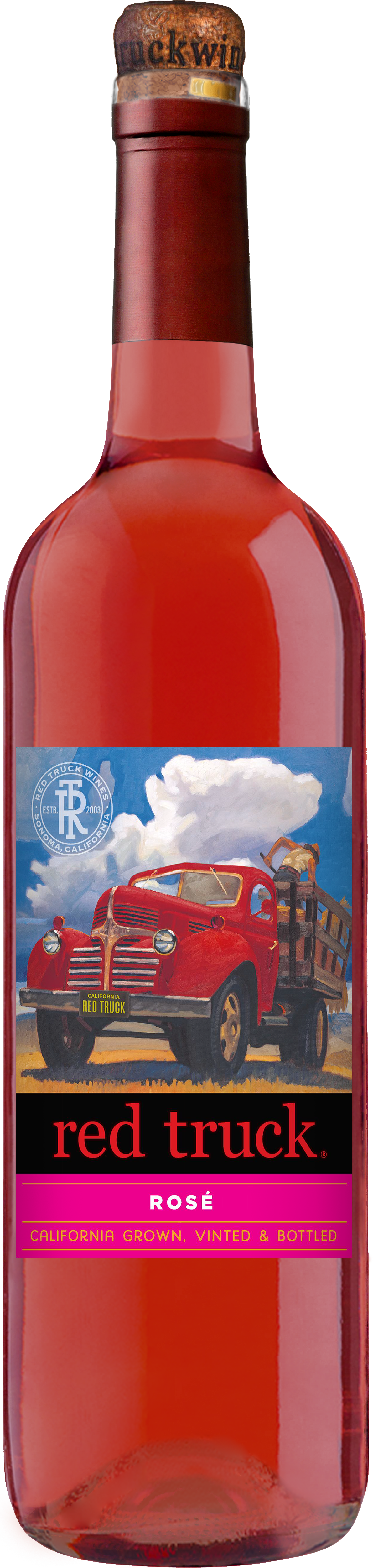 Red Truck Rose Wine Bottle PNG