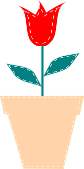 Red Tulipin Pot Vector Illustration PNG
