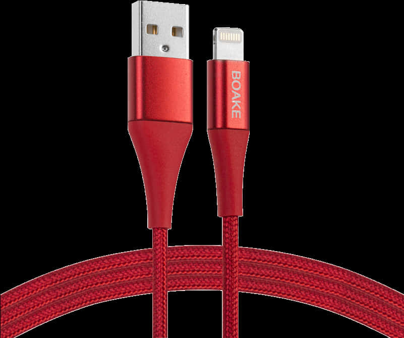 Red U S B Lightning Cable PNG
