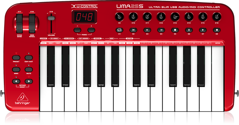 Red U S B M I D I Keyboard Controller PNG