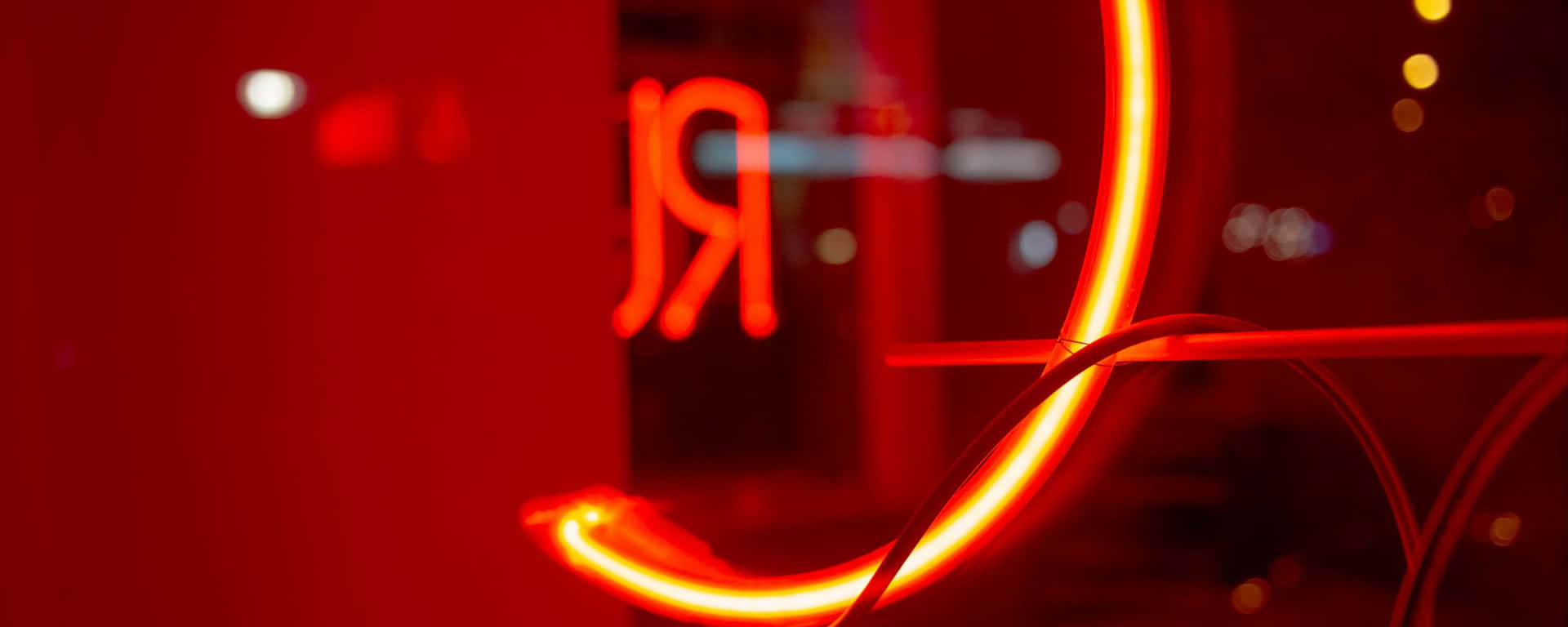 Luceal Neon Su Parete Di Vetro Ultra Wide Hd Rossa Sfondo