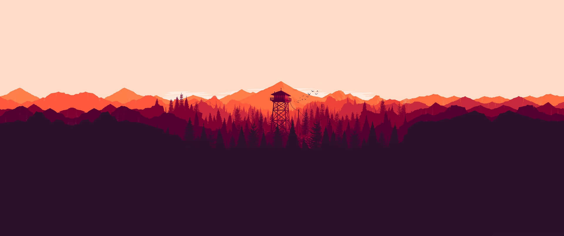 Distant Tower Red Ultra Wide HD Wallpaper