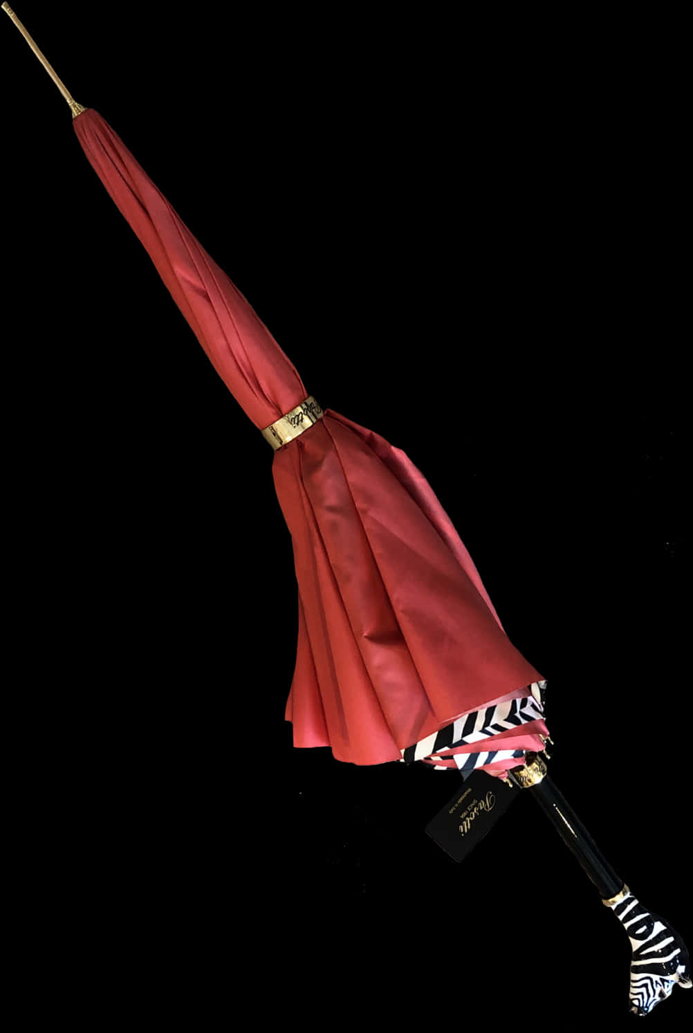 Red Umbrellawith Striped Handle PNG