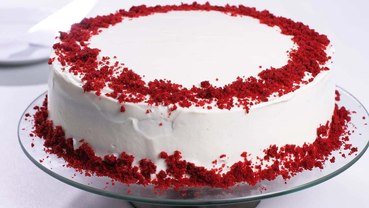 Decadent Red Velvet Cake on a Plate Wallpaper