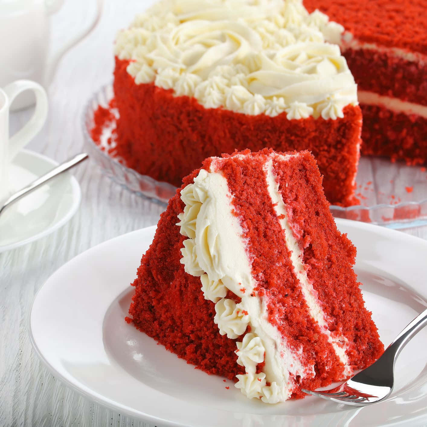 Delectable Red Velvet Cake with Cream Cheese Frosting Wallpaper