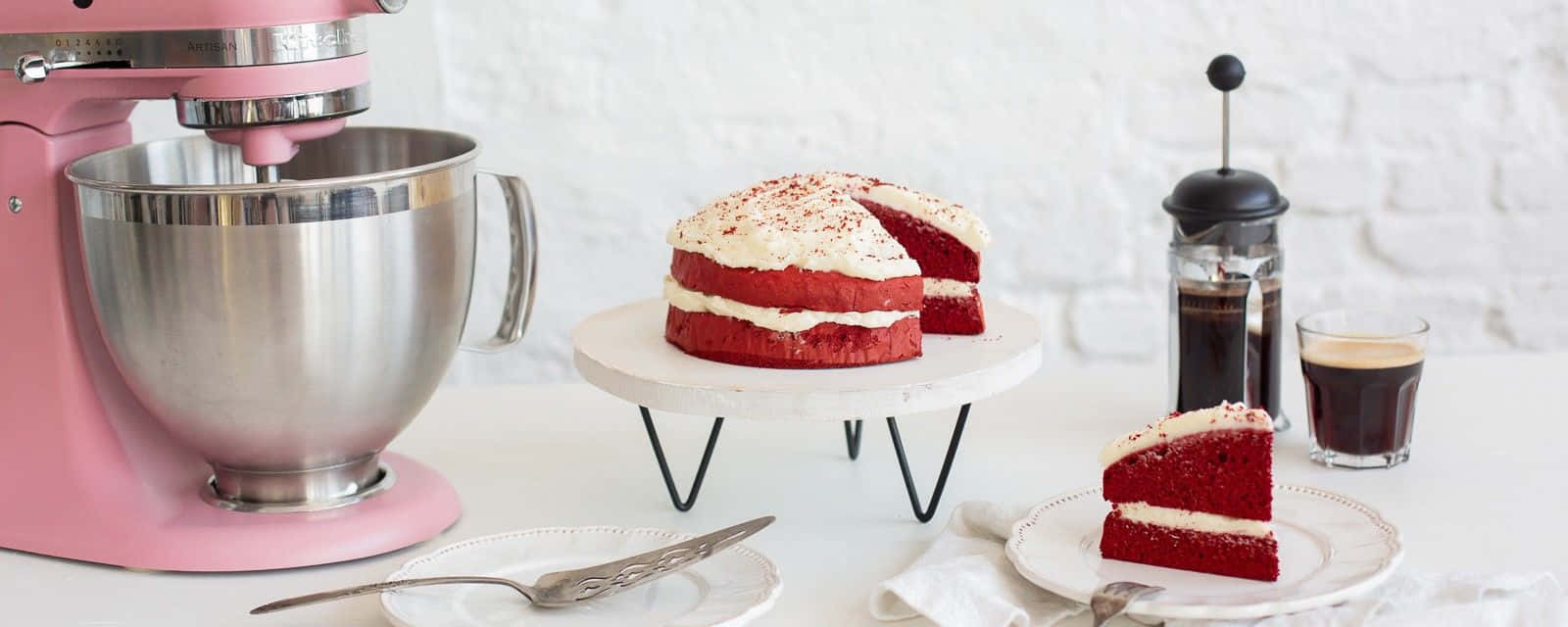 Delicious Red Velvet Cake with Fresh Berries Wallpaper