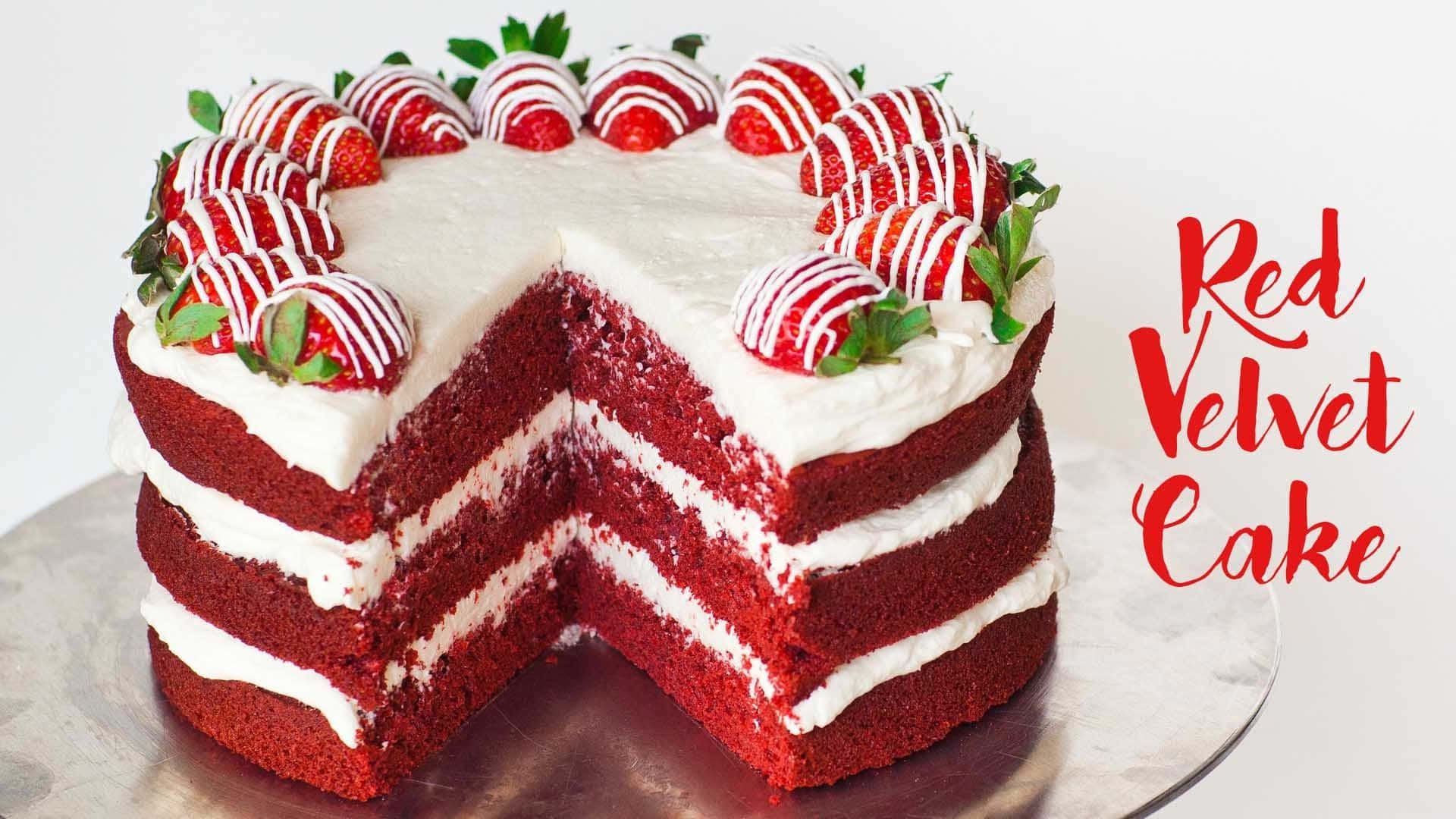 Decadent Red Velvet Cake with Cream Cheese Frosting Wallpaper