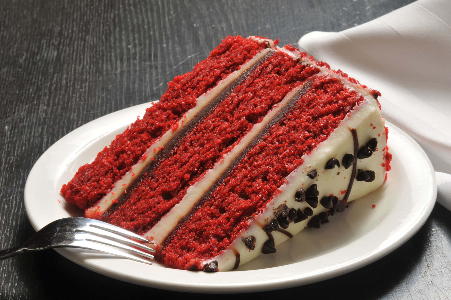 Delectable Red Velvet Cake with Cream Cheese Frosting Wallpaper