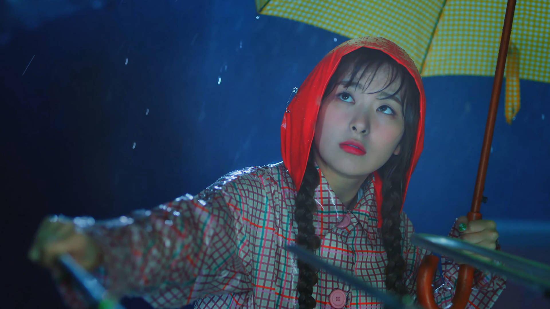 Red Velvet Seulgi In Raincoat Wallpaper