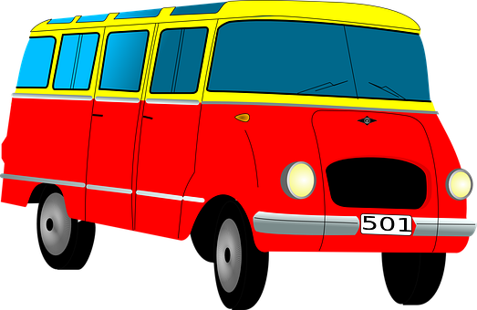 Red Vintage Bus Illustration PNG