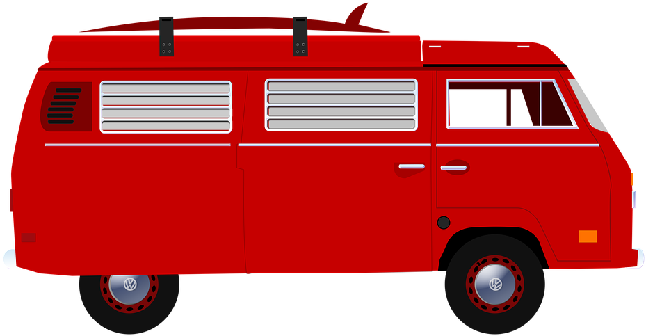 Red Vintage Hippie Van PNG
