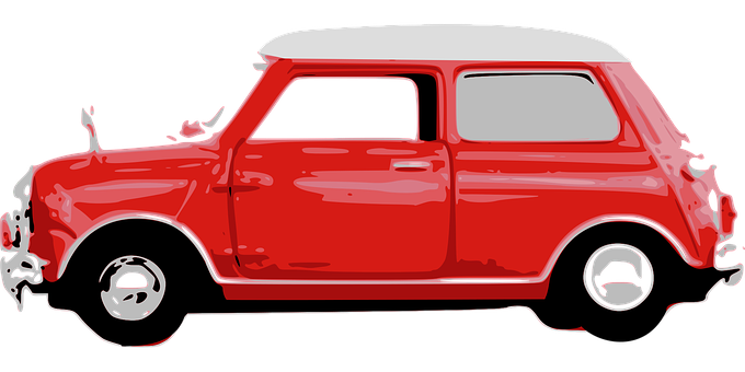 Red Vintage Mini Cooper Graphic PNG