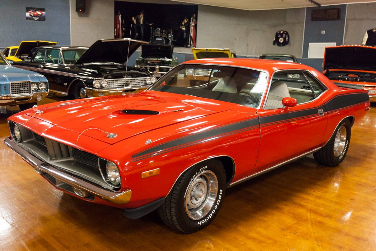 Red Vintage Plymouth Barracuda Collection Wallpaper