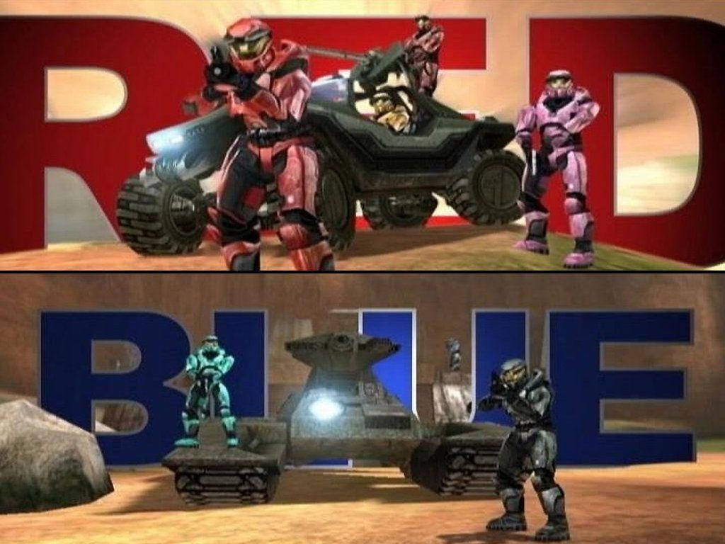 Red Vs Blue In Fighting Pose Wallpaper