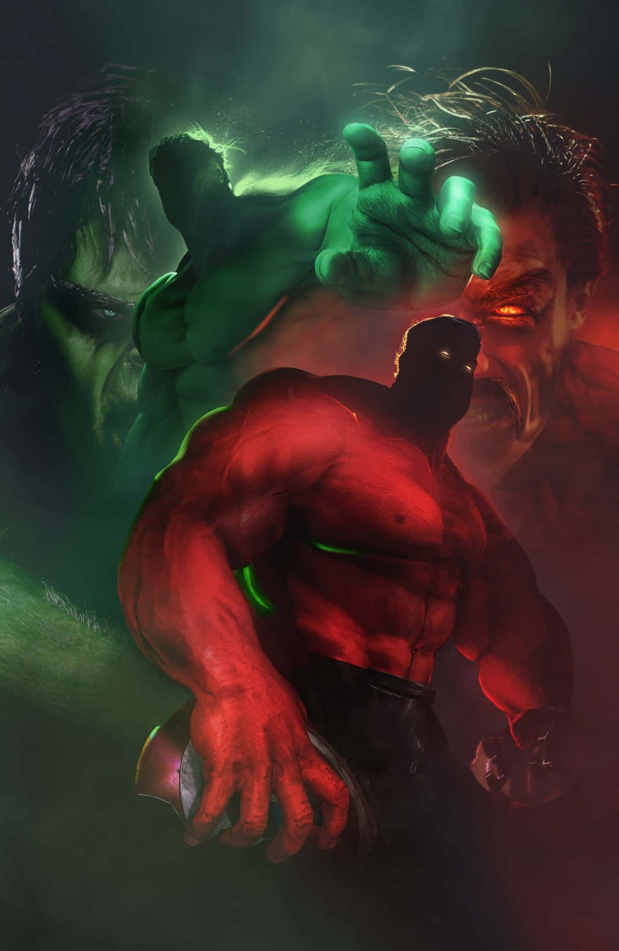 Red_vs_ Green_ Hulk_ Showdown Wallpaper