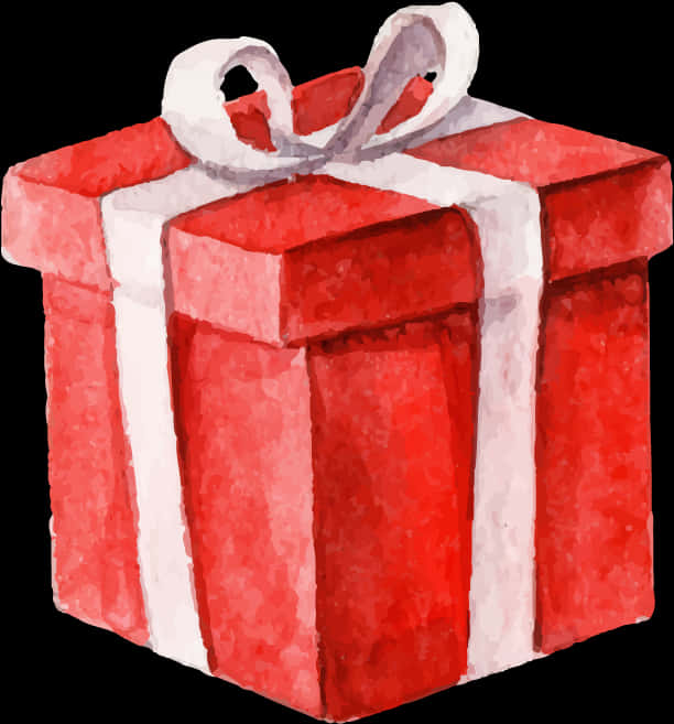 Red Watercolor Gift Box PNG