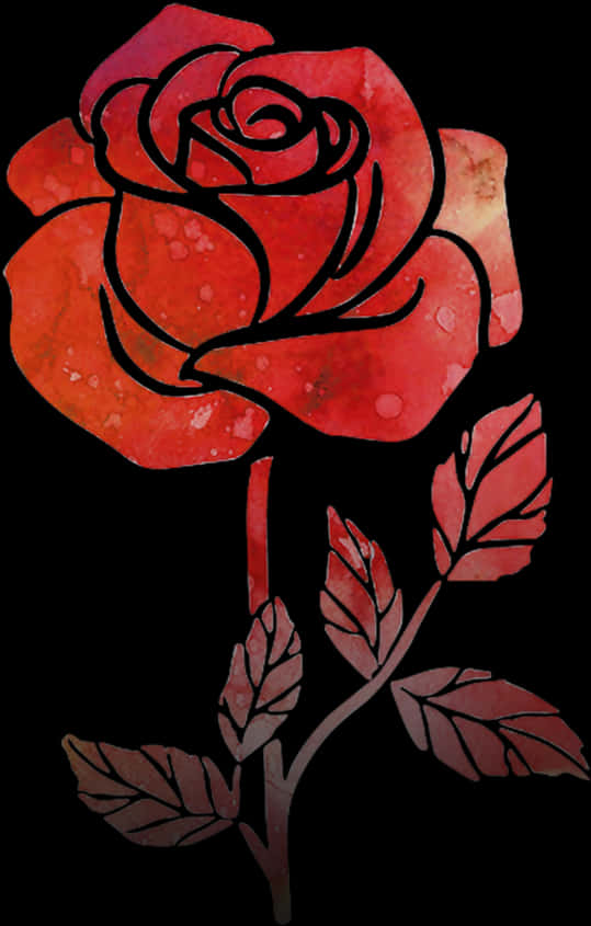 Red Watercolor Rose Artwork PNG
