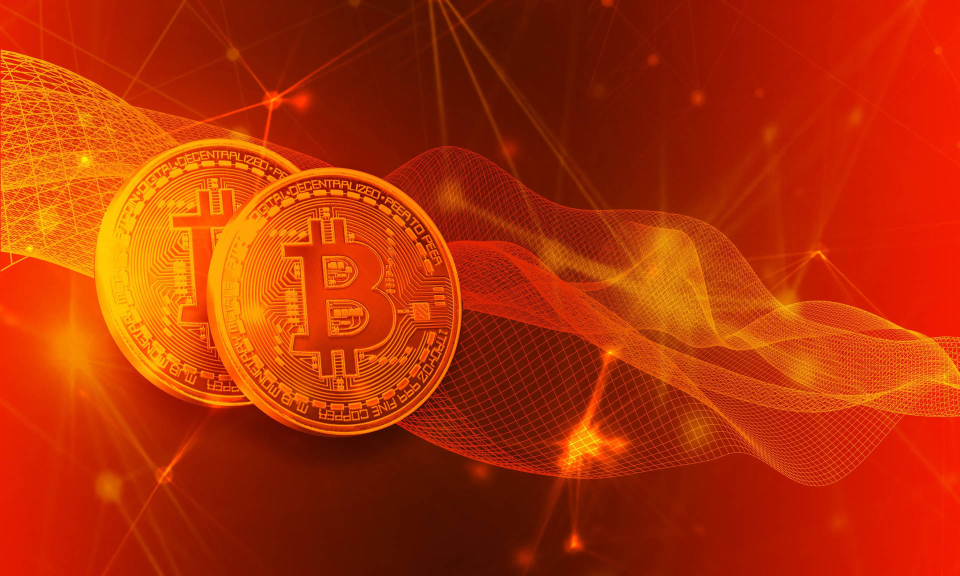 Red Waving Bitcoin Background