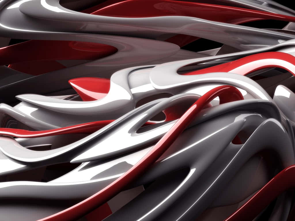 A Bold Red, White and Black Abstract Design Wallpaper