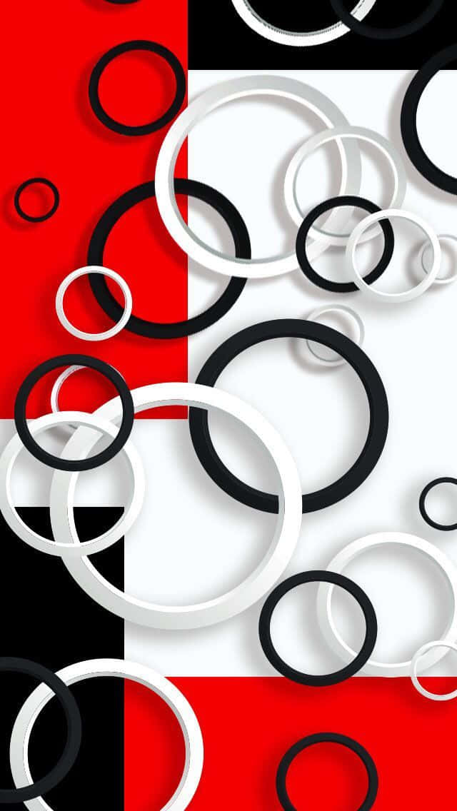Geometric Red, White and Black Abstract Wallpaper