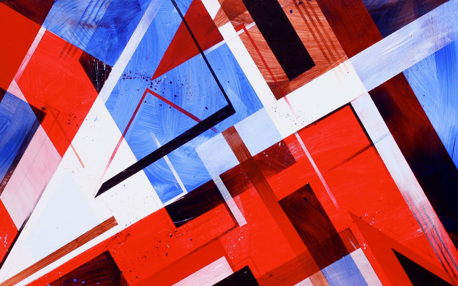 Geometriske figurer rød, hvid og blå baggrund.