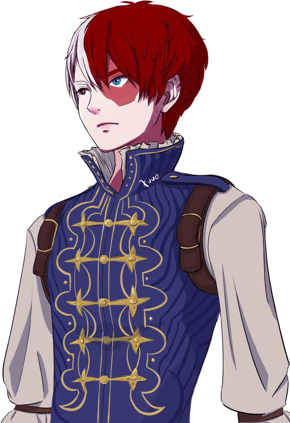 Red White Haired Anime Character PNG