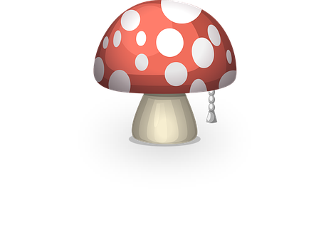 Red White Spotted Mushroom Illustration PNG