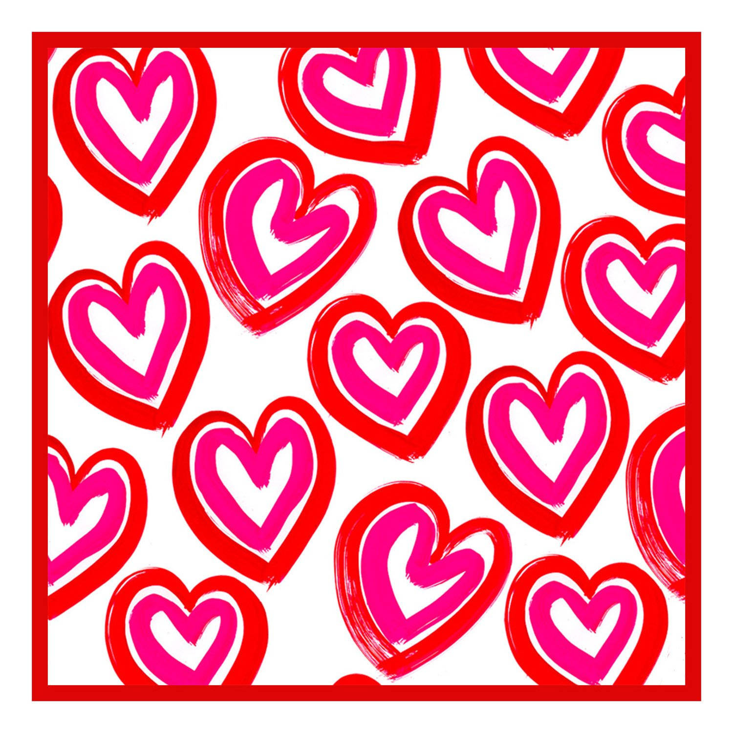 Red Wildflower Heart Pattern Wallpaper