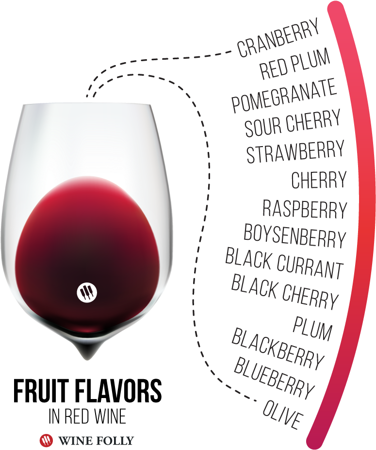 Red Wine Fruit Flavors Infographic PNG