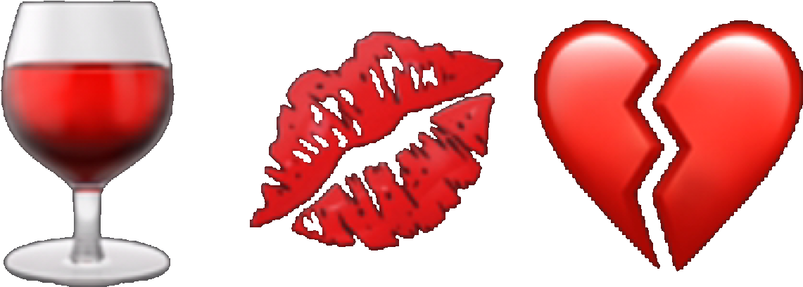 Red Wine Glass Kiss Broken Heart PNG