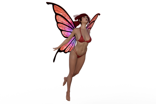 Red Winged Fairy Fantasy PNG