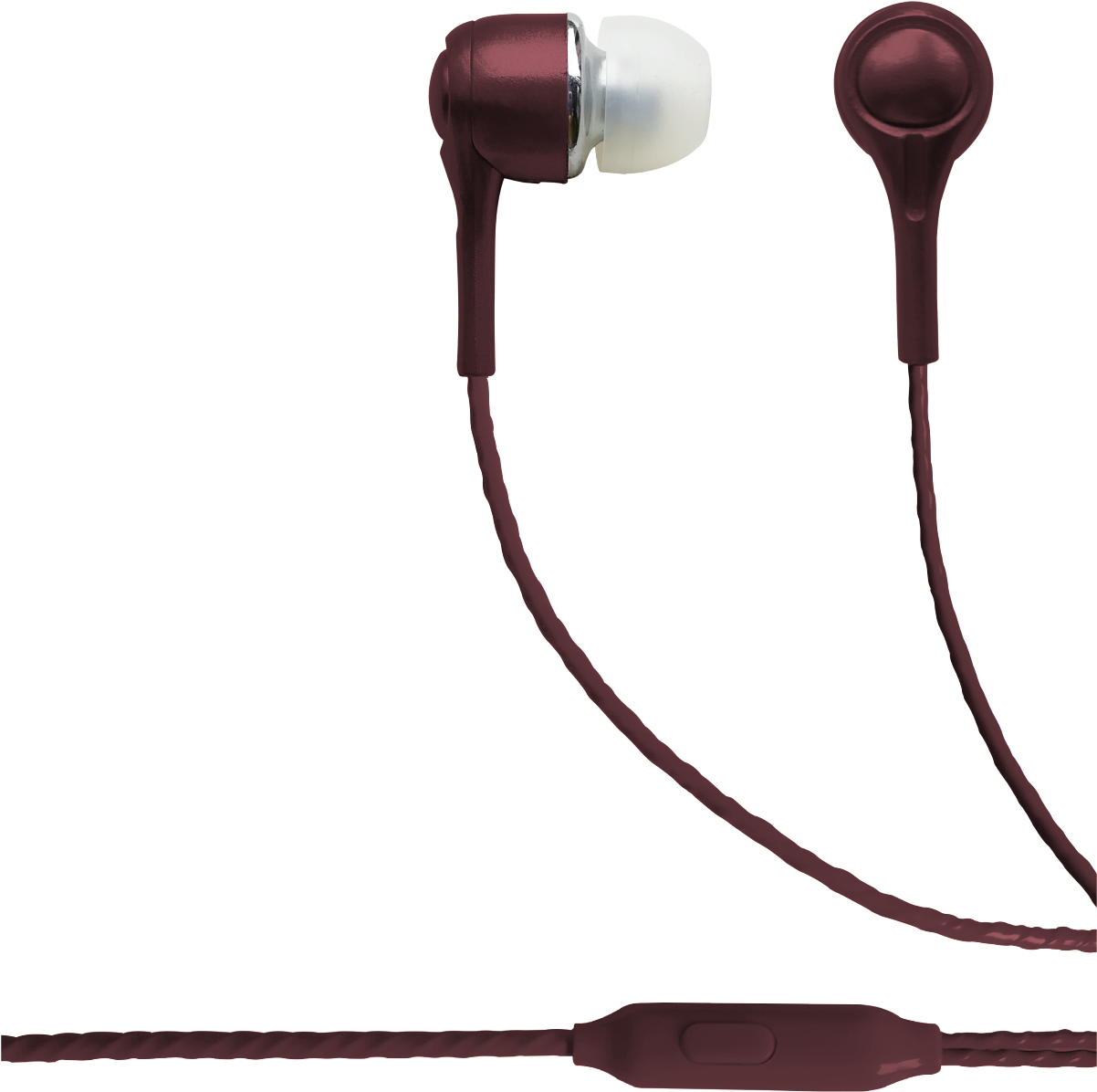 Red Wired Earbuds Isolated PNG