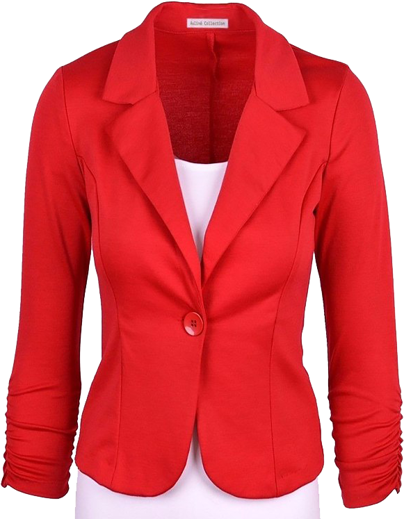 Red Women Blazer Single Button PNG