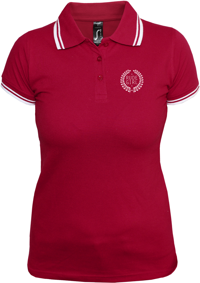 Red Womens Polo Shirtwith Logo PNG