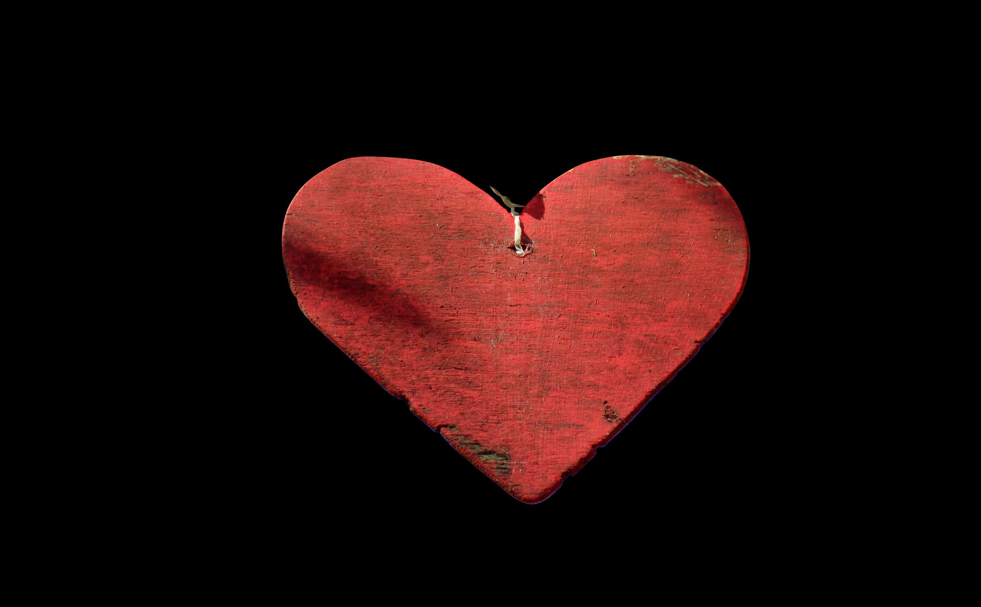 Red Wooden Heart Black Background PNG