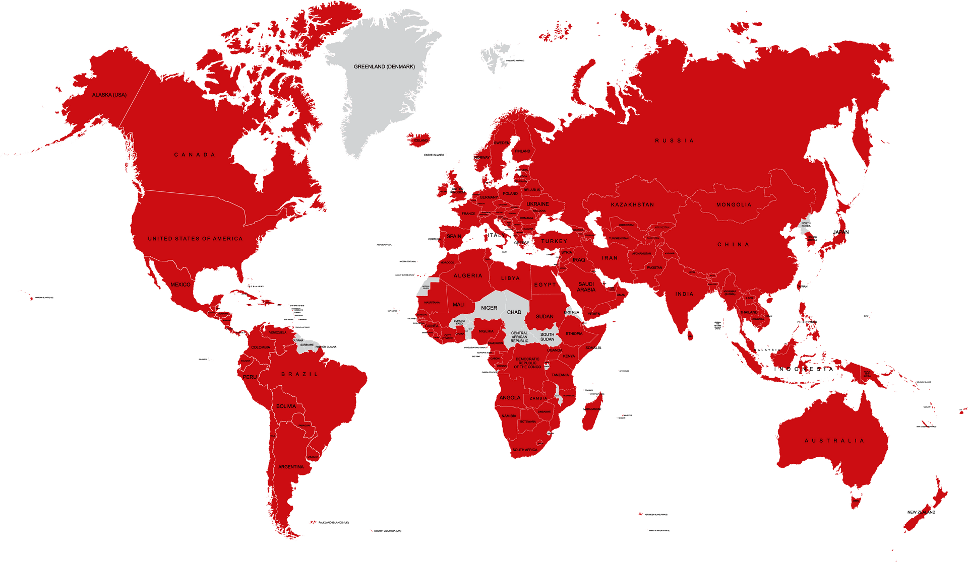 Red World Map PNG