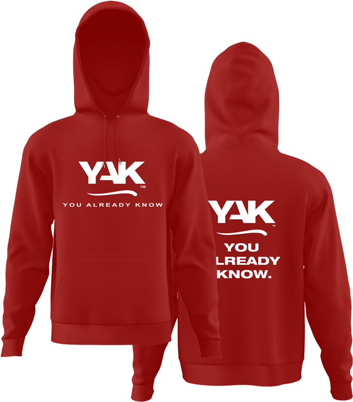 Red Y A K Hoodie Mockup PNG